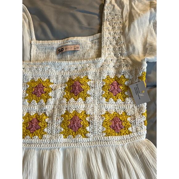 SO goods for life flutter sleeve white crochet dress junior size XS NWT‎ - Picture 7 of 8